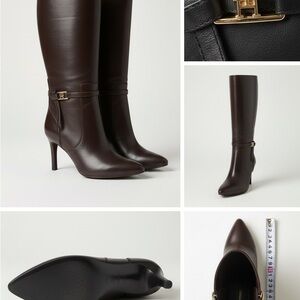 Tommy Hilfiger  Elegant Brown Leather Knee-High Boots size 7.5 New